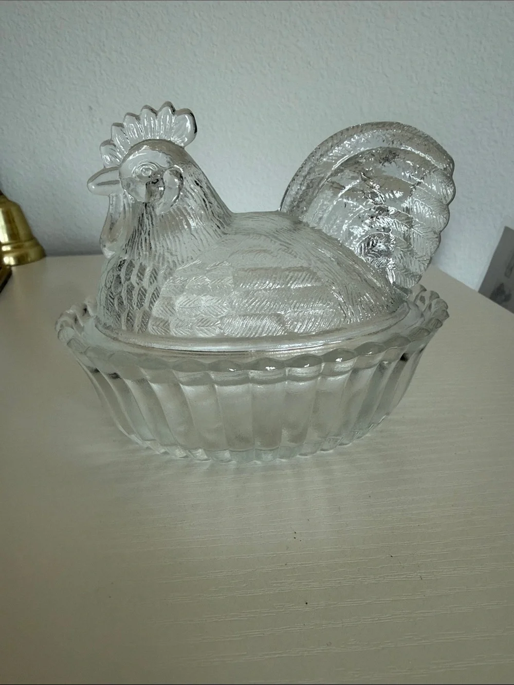 Rosso/Westmoreland mold  clear Glass Hen on Nest Rooster
